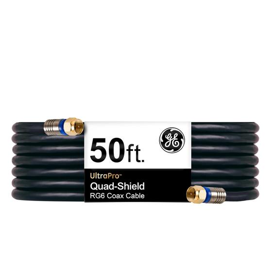 Imagem de Cabo Coaxial GE RG6 (15,2m) com Conectores Tipo F - Blindagem Quádrupla