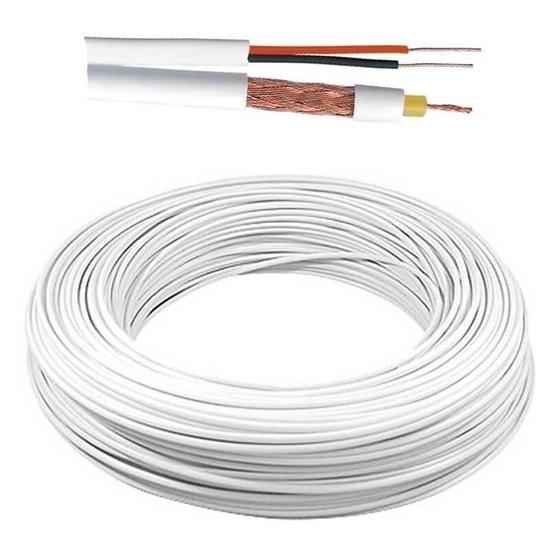 Imagem de Cabo Coaxial Rf 4,0mm + bipolar 2x26 Cftv Malha 95% Rolo 50m