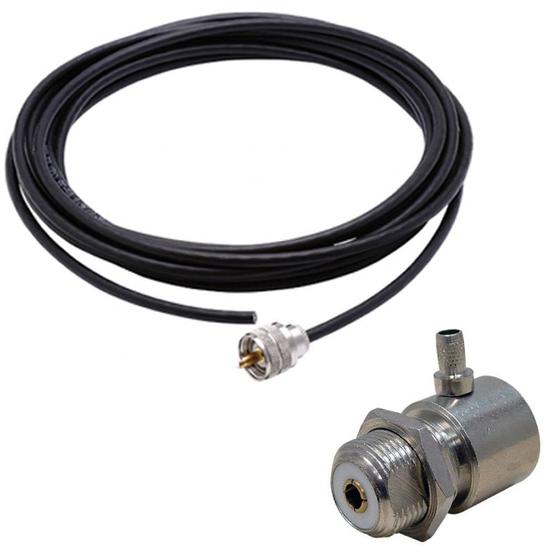 Imagem de Cabo Coaxial Rg58 5,5 metros Px UHF VHF Dual Band + Conector Cachimbo Uhf 90 Graus