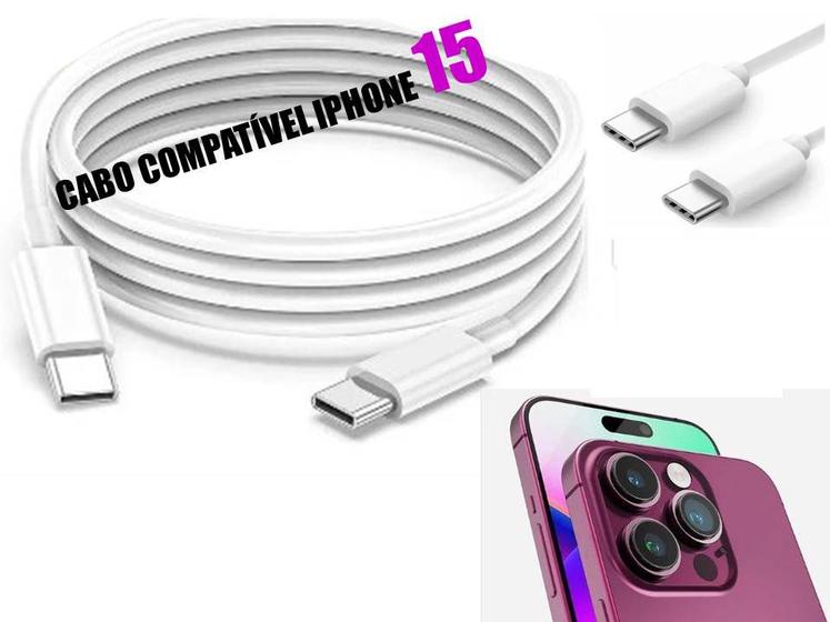 Imagem de Cabo Compatível Novo Modelo iPhone 15 / 15 Pro /15 Pro Max  Cabo USB-C Tipo C de 1M