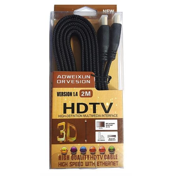 Cabo Conector HDMI HDTV Fio de Malha 2 Metros, AOWEIXUN ORVESION Menor preço em Cabo Conector HDMI HDTV Fio de Malha 2 Metros, AOWEIXUN ORVESION
