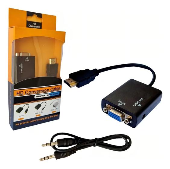 Imagem de Cabo Conversor Adaptador De Hdmi Para Vga Com Áudio HdmiVga00