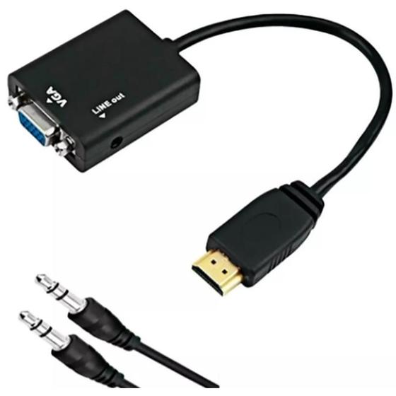 Imagem de Cabo Conversor Adaptador De Vídeo Hdmi Vga Com Audio