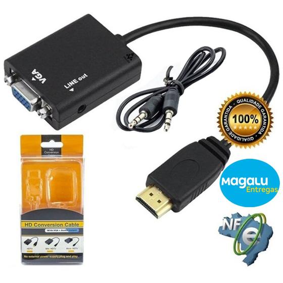 Imagem de Cabo Conversor Adaptador Hdmi Macho Para Vga Fêmea Com Áudio