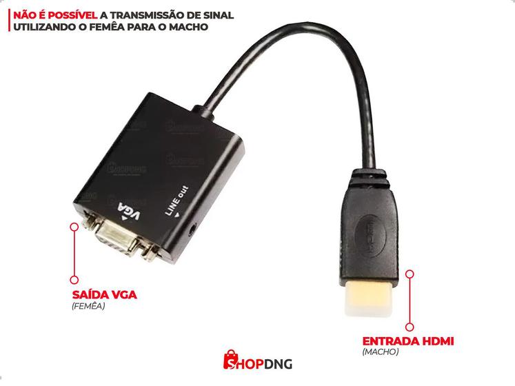 Cabo Conversor Adaptador Hdmi Macho Para Vga Fêmea Com Áudio Menor preço em Cabo Conversor Adaptador Hdmi Macho Para Vga Fêmea Com Áudio