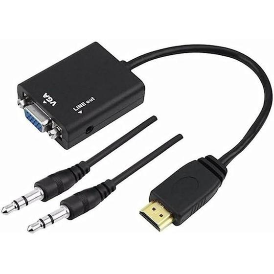Imagem de Cabo Conversor Adaptador Hdmi Para Vga Com Saída P2 Áudio