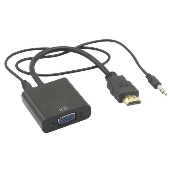 Imagem de Cabo Conversor HDMI para VGA + Audio Cabo P2 e USB Preto - Vitrine