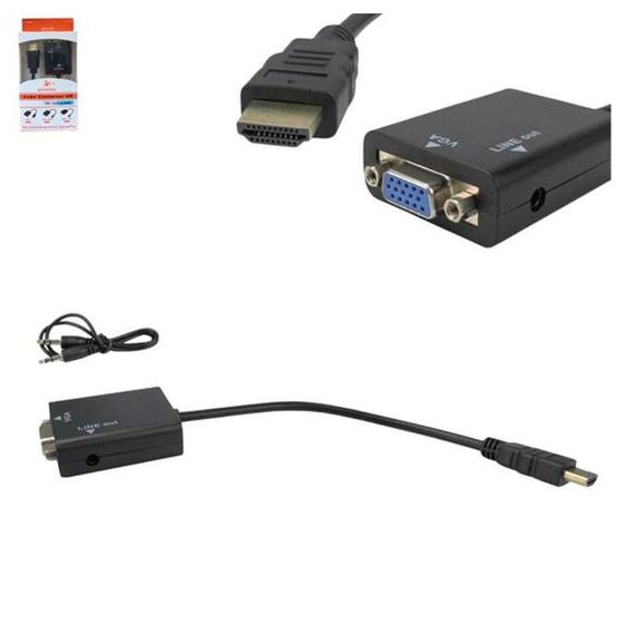 Imagem de Cabo Conversor Hdmi Para Vga Fêmea 1 Saída De Áudio 24Cm