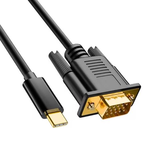 Imagem de Cabo Conversor USB-C para VGA - 1.8 metros - Chipset Interno - Full HD (USB-C M x VGA M) - Comtac