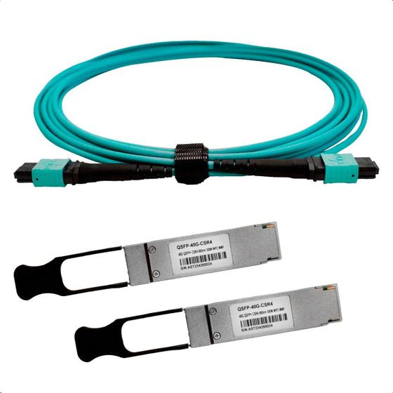 Imagem de Cabo Dac Óptico Uplink 40g Mpo Qsfp+ 5 Metros Om3 Mm