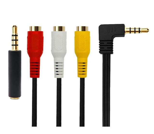 Imagem de Cabo de 3,5 mm macho para 3RCA fêmea de 15 cm para vídeo de câmera de vídeo