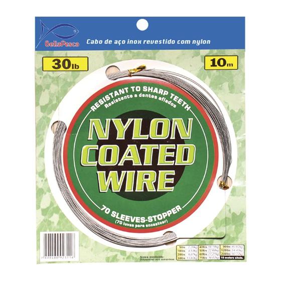 Cabo de aço de 10 metros revestido com nylon e 70 luvas para encastoar - GIN COMERCIAL Imagem de Cabo de aço de 10 metros revestido com nylon e 70 luvas para encastoar
