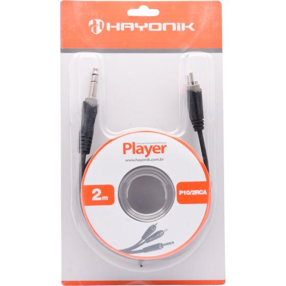 Cabo de Áudio 1P10 Estéreo x 2Rca 2 metros Hayonik Menor preço em Cabo de Áudio 1P10 Estéreo x 2Rca 2 metros Hayonik