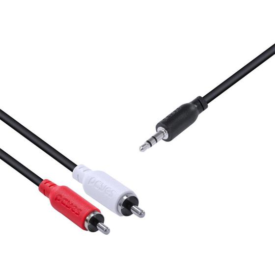 Imagem de Cabo De Áudio 2 Rca Macho P2 3.5Mm Macho 28Awg Puro Cobre 1M