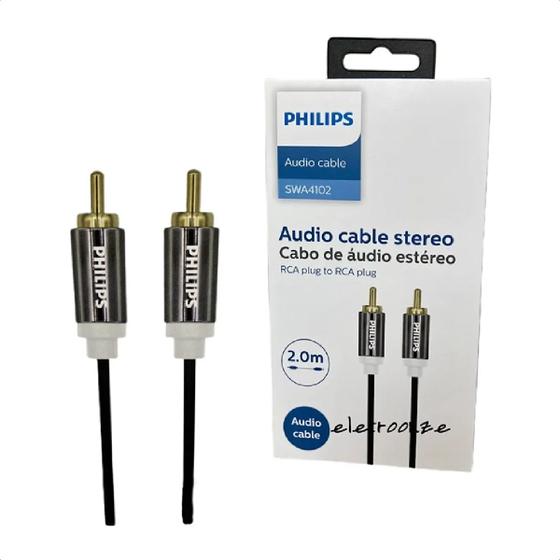 Imagem de Cabo de Áudio Estéreo RCA p/ RCA Alumínio + PVC 2m Philips