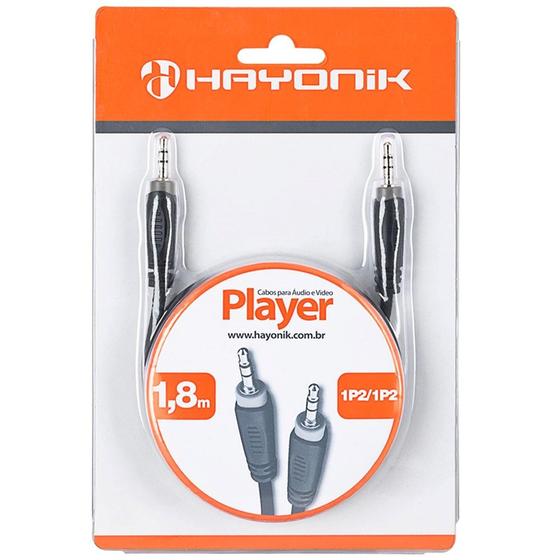 Cabo de Audio Hayonik P2 X P2 1,8 Metros Preto Menor preço em Cabo de Audio Hayonik P2 X P2 1,8 Metros Preto