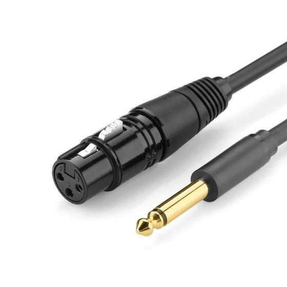 Imagem de Cabo de Áudio Microfone Ugreen 6.35mm Macho para Xlr Fêmea 2 Metros Preto