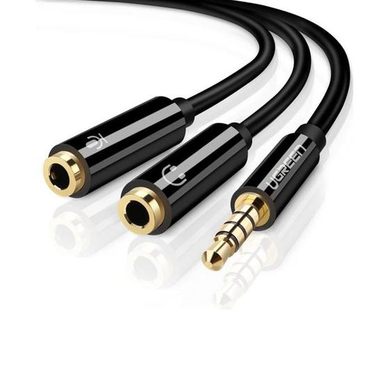 Cabo de Áudio P2 Macho para 2 P2 Fêmea Microfone Preto UGreen Menor preço em Cabo de Áudio P2 Macho para 2 P2 Fêmea Microfone Preto UGreen