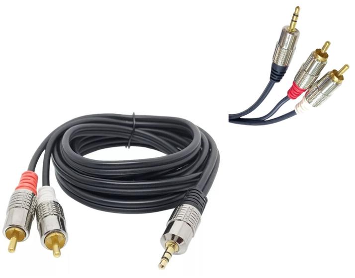 Imagem de Cabo De Audio Som P2 Estereo X 2 Rca Blindado Profissional 1.8M