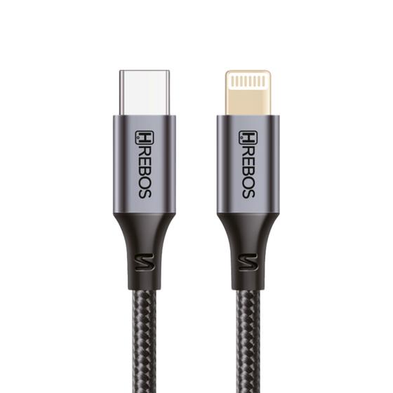 Imagem de Cabo de Carregador para Iphon USB C Lighting Hrebos Carga Rápida 27W Cabo de Dados Original 1 Metro