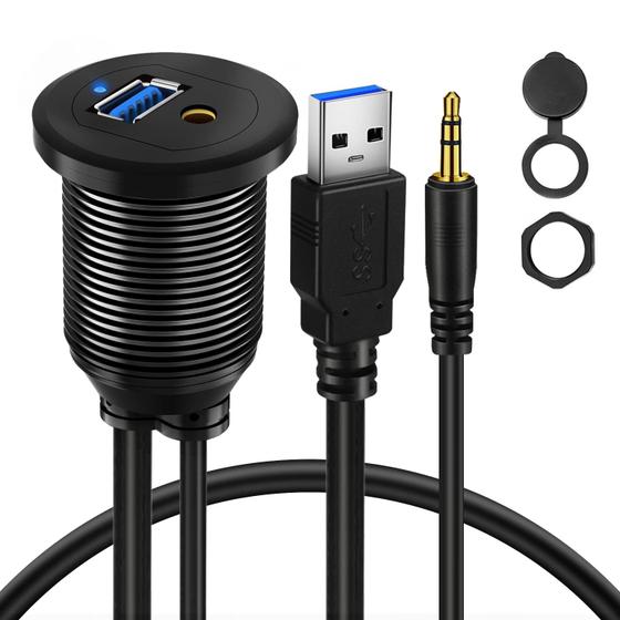 Imagem de Cabo de Carregamento BATIGE Alloy USB 3.0 com AUX e DC 3.5mm para Carro