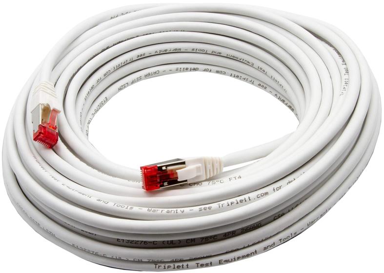 Imagem de Cabo de Conexão CAT6A Triplett - 10 Gbps, 15m, 26AWG, Branco