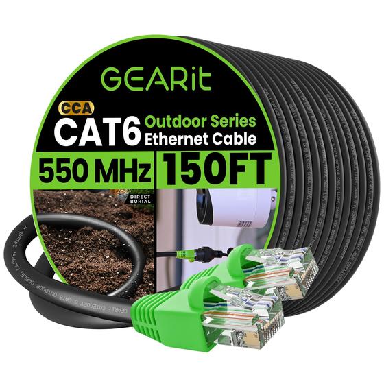 Imagem de Cabo de conexão Ethernet GearIt RJ45 Cat-6 45,7 m preto ao ar livre