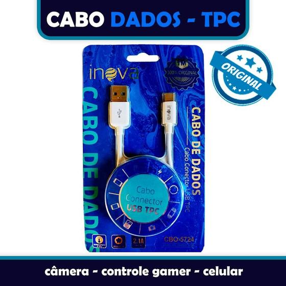 Imagem de Cabo de dados Inova Type C-USB 1 metro original: conecte-se com velocidade e facilidade