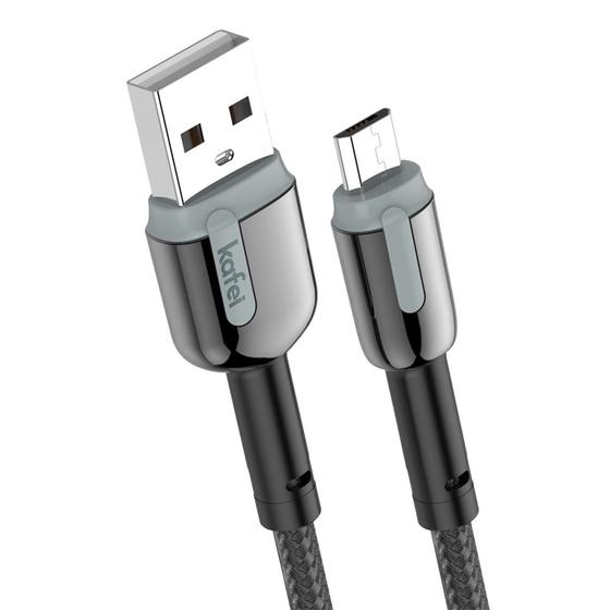 Imagem de Cabo de dados micro usb nylon trancado 1m cinza kafei - kildcbm001