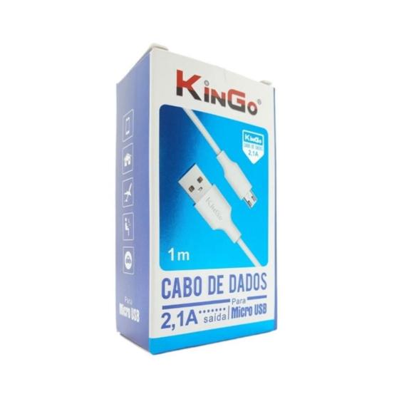 Imagem de Cabo De Dados Micro-Usb V8 Branco Kingo 1M 2.1A P/ Galaxy J4