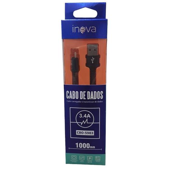 Imagem de Cabo de Dados Micro V8 USB 01 Metro para Carregamento 3.4A