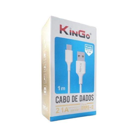 Imagem de Cabo De Dados Usb-C Kingo Branco 1M 2.1A Para Moto G8 Plus