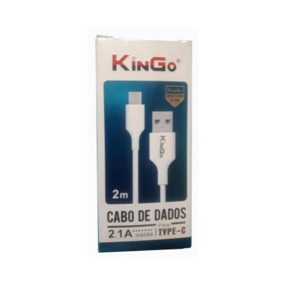 Imagem de Cabo De Dados Usb-C Kingo Branco 2 Metros 2.1A Para Moto G9