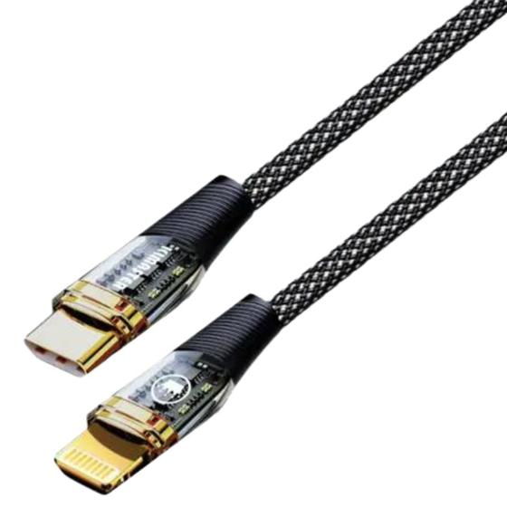 Imagem de Cabo de Dados USB-C p/Lightning 1,2M 30W QC Kimaster CB827L Preto