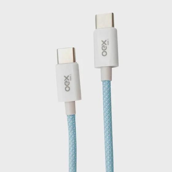 Imagem de Cabo de dados usb tipo-c para usb tipo-c 1m candy 30w ce206 azul oex