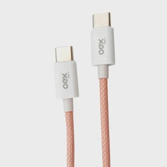 Imagem de Cabo de dados usb tipo-c para usb tipo-c 1m candy 30w ce206 rosa oex