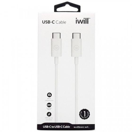 Imagem de Cabo de Energia e Dados USB Type-C para USB Type-C 1M - Iwill - Branco