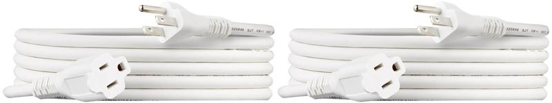 Imagem de Cabo de Extensão Amazon Basics - 13A 125V - 3m - 2 Unidades - Branco