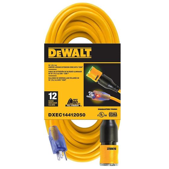 Imagem de Cabo de Extensão DEWALT 15m 12/3 SJTW com Trava e Luz