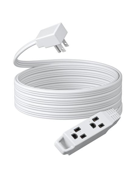 Imagem de Cabo de extensão DEWENWILS 15FT Flat Plug 13A/125V/1625W branco