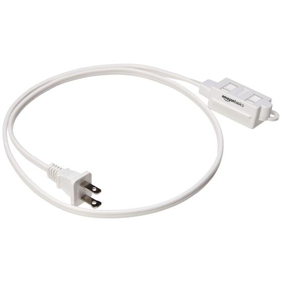 Imagem de Cabo de extensão Power Strip Amazon Basics, 3 pés e 2 pinos, pacote com 2 pinos
