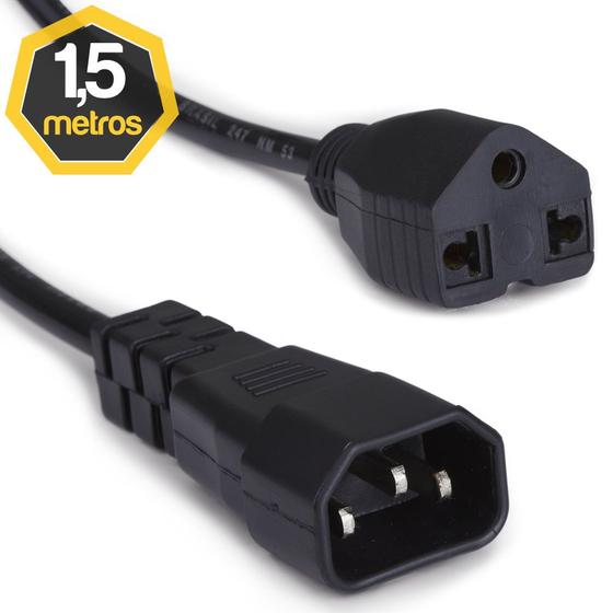Imagem de Cabo de Força NEMA 5-15R  para IEC C14 10A 1,50 Metros