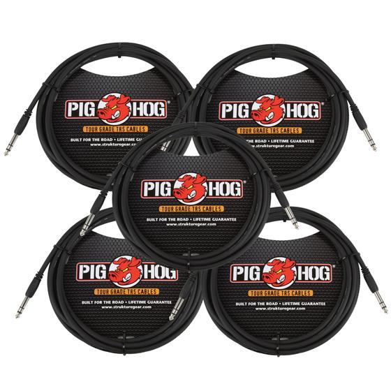 Imagem de Cabo de Instrumento Pig Hog (5 Unidades) - 10 Pés, 1/4 TRS - 1/4 TRS