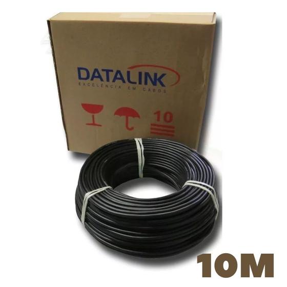 Imagem de Cabo de Microfone 2x0,30mm Dupla Bindagem Capa Preta Rolo 10m Datalink