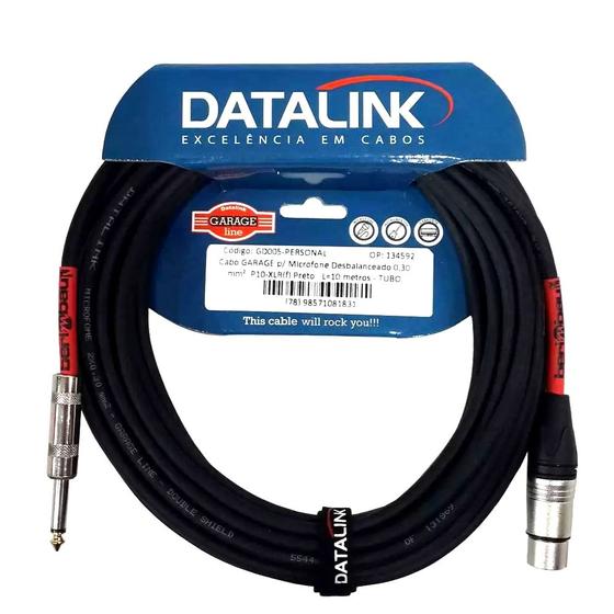 Imagem de Cabo de Microfone Datalink GD005 0.30mm 10 Metros - P10 / XLR(f)