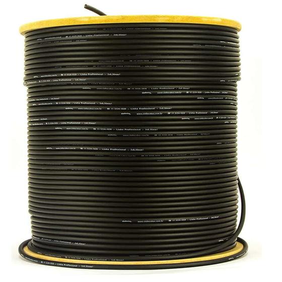 Imagem de Cabo de Microfone Profissional 2x0,30 Preto - 30 Metros