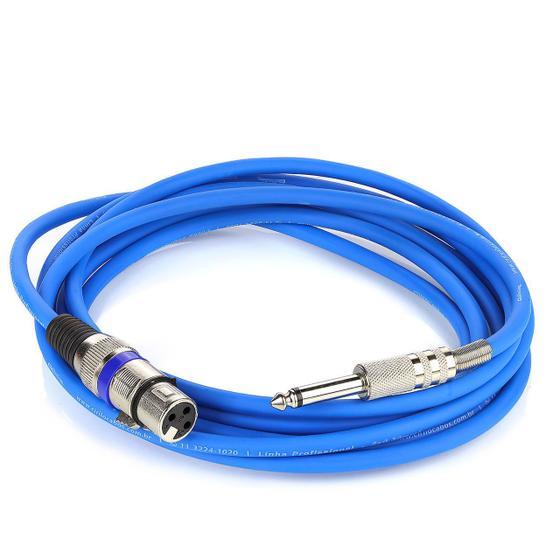 Imagem de Cabo de Microfone XLR Femea Para P10 Mono - Azul - 25 Metros