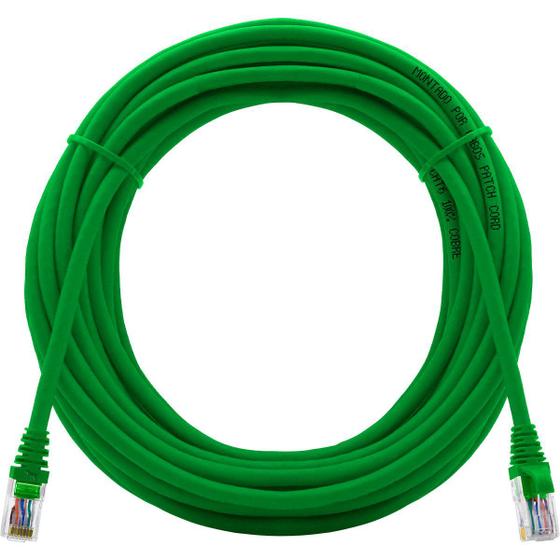 Imagem de Cabo De Rede 10 Metros Patch Cord Cat6 UTP Giga 100% Cobre Verde Alta Performance