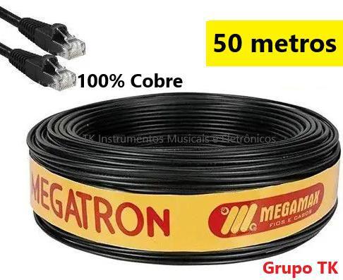 Imagem de Cabo De Rede 100% Cobre -- Blindado  - 50 Metros profissional -- CAT5E -- Montado -- Capa Dupla -- Externo -- Megatron