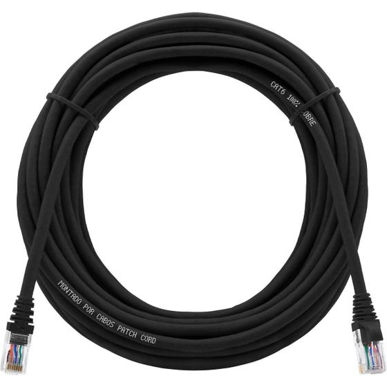 Imagem de Cabo De Rede 20 Metros Patch Cord Cat6 UTP 100% Cobre Preto Alta Velocidade